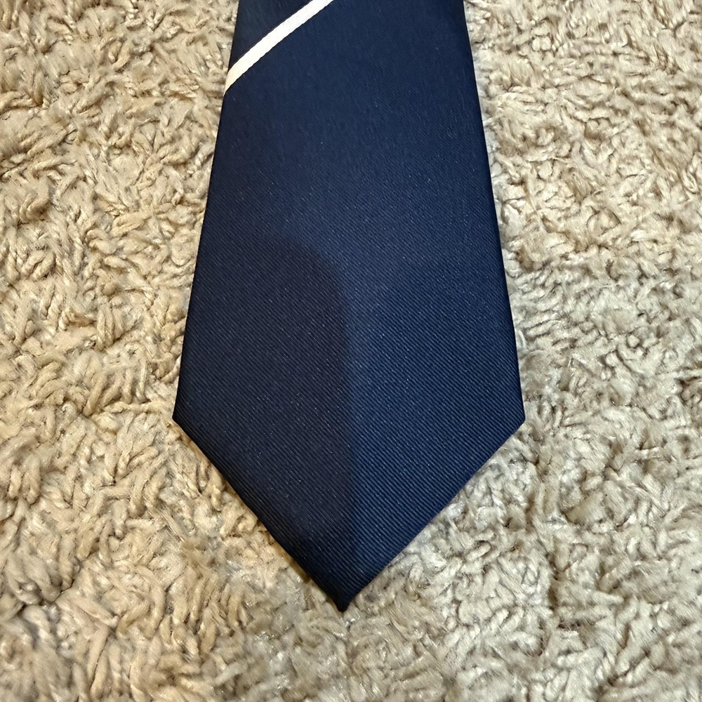 Mango Tie Mens One Size Blue Green Striped Recycled Polyester Tech Skinny